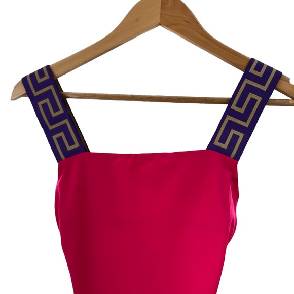 VERSACE NEW Vita Logo One Piece Swim Suit Tropical Pink & Dark Orchid Size XS - Picture 4 of 9